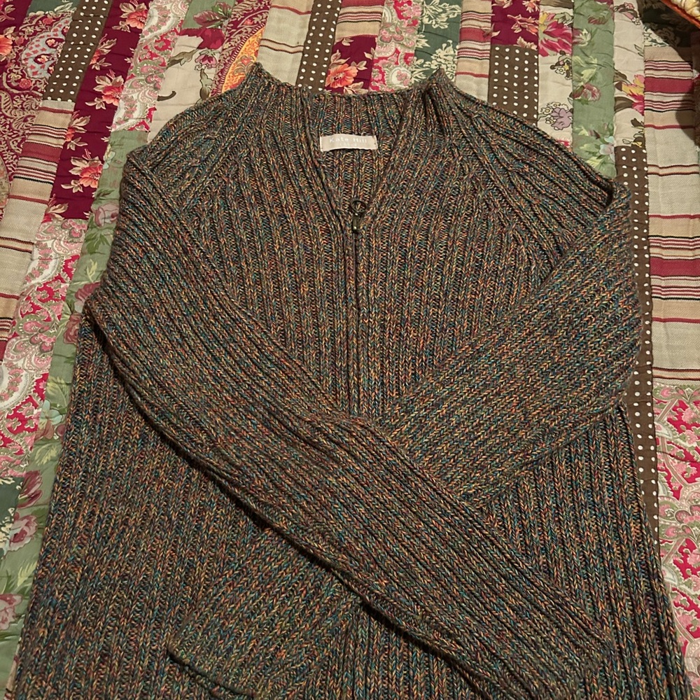 Kate Hill Multicolor Ribbed Cardigan